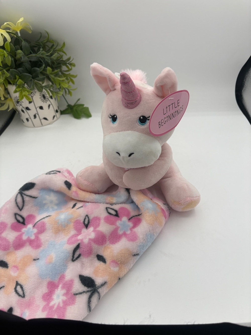 Pink Unicorn Plush Lovey New Beginnings